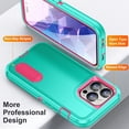 thumbnail image 4 of JTCASES Compatible with iPhone 14 Pro Case Heavy Duty Protective Rugged Phone Case, Full Body Anti-dust Shockproof Drop Proof Armor Durable Cover Case for iPhone 14 Pro 6.1 inch, Mint/Rose, 4 of 10