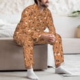 thumbnail image 7 of Naloa Mushroom maple nuts Men’s Pajamas Set - Long Sleeve Button Down Sleep Shirt and Pajama Bottoms Sleepwear Set-Small, 7 of 7