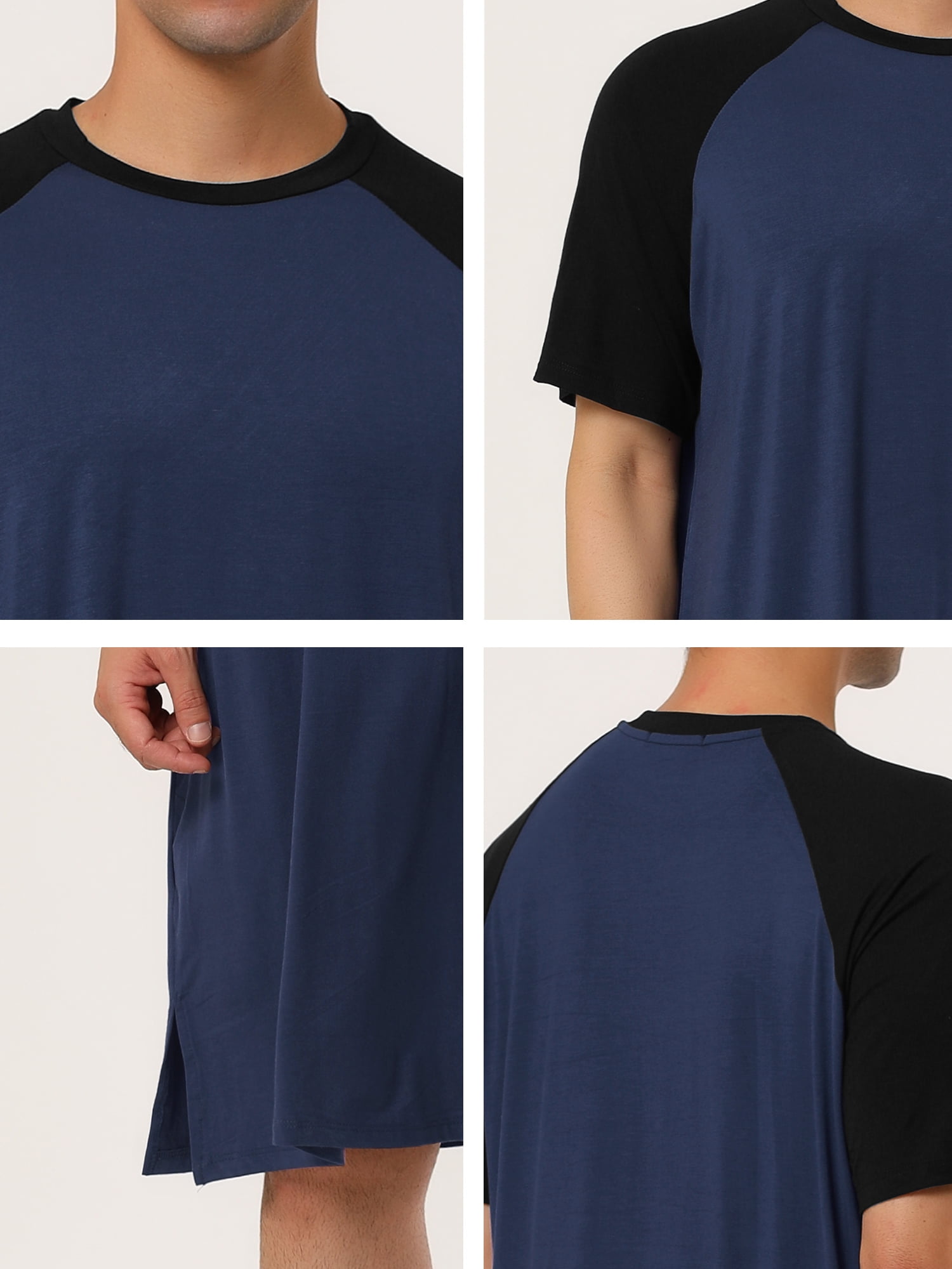 Unique Bargains Men's Nightshirt Raglan Sleeves Lounge Nightgown
