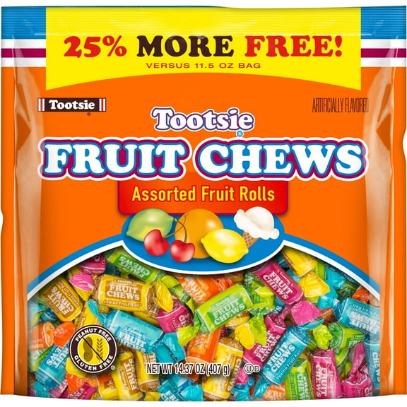 Tootsie Roll Fruit Chews Assorted Fruit Flavors, 14.37 Oz-Pack of 2