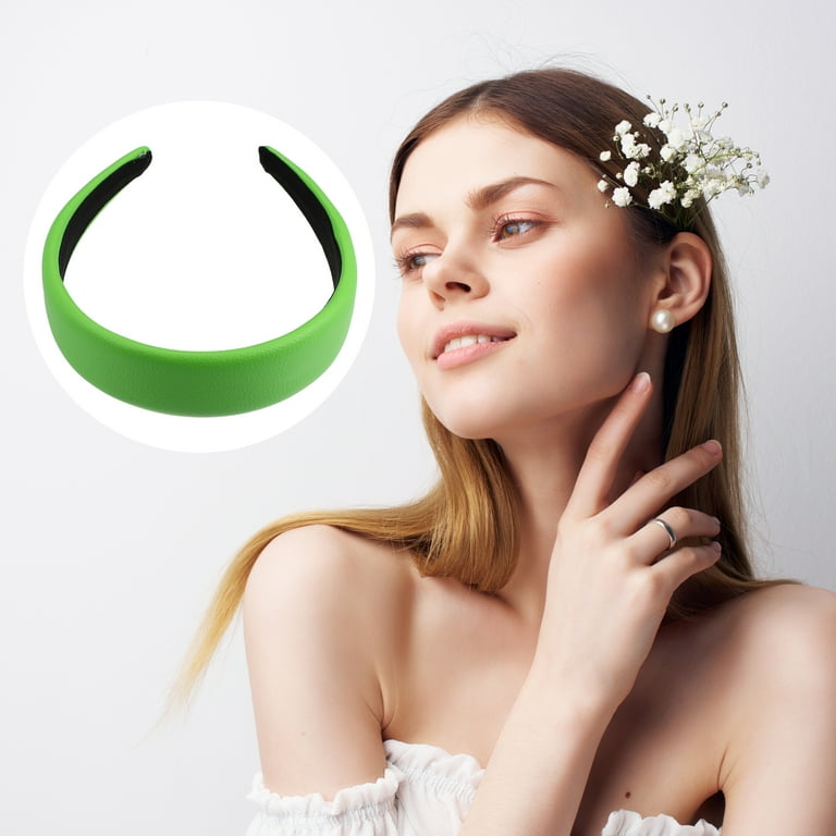 Unique Bargains Faux Leather Headband Hairband for Women Green 1.6 Inch  Wide 1 Pcs