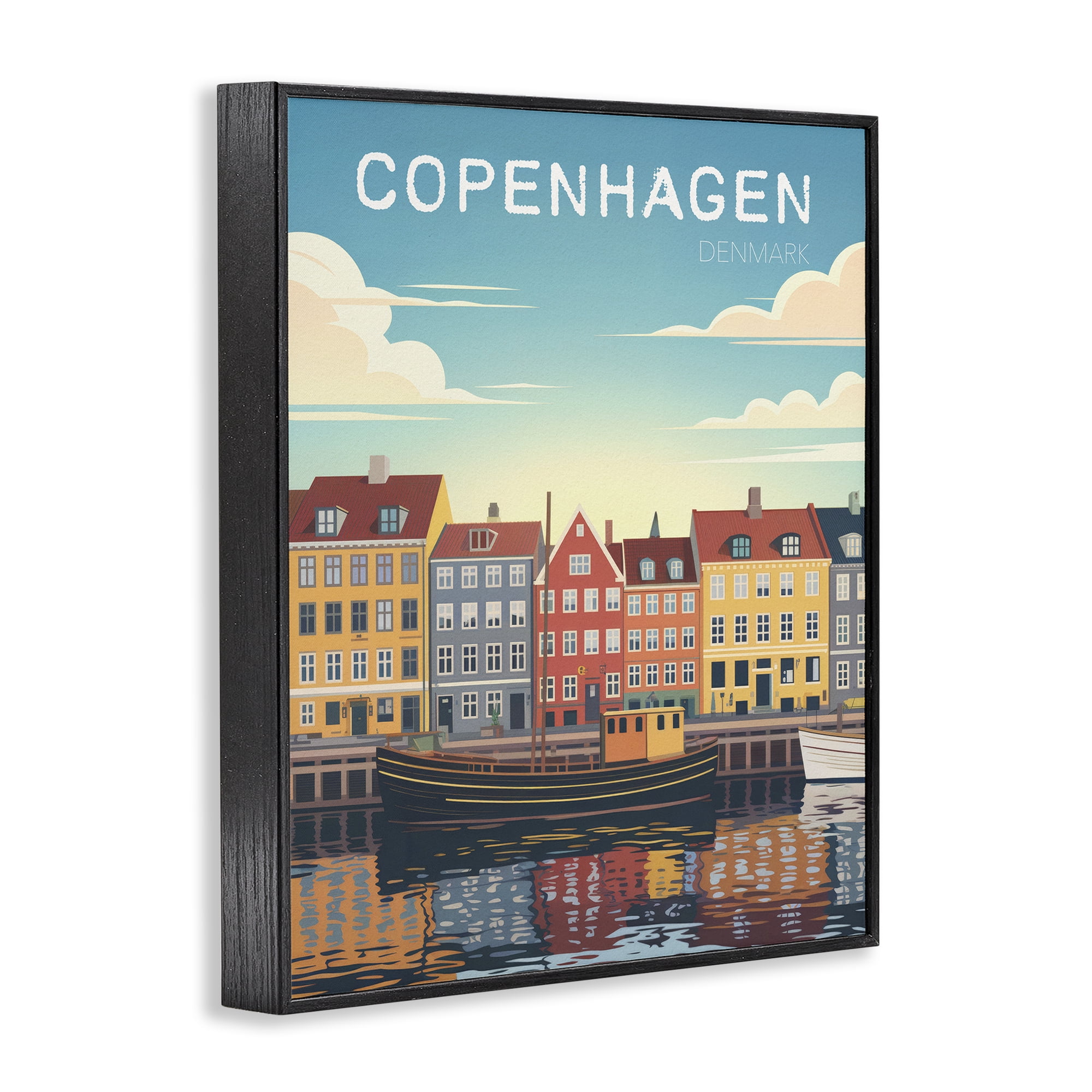 Stupell Industries Copenhagen Cityscape with River Black Framed Giclee Art, design by Andreas Magnusson