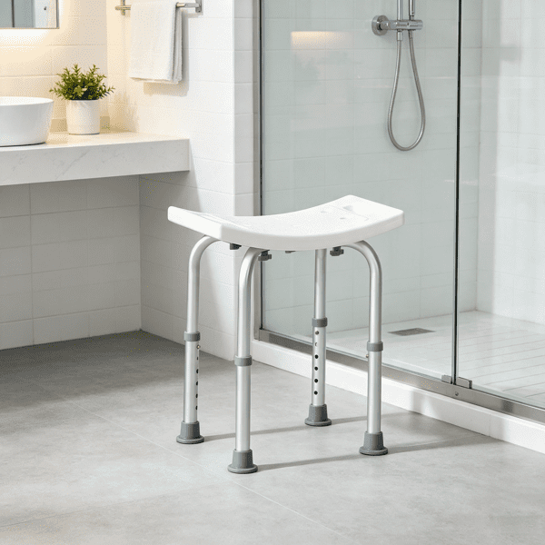 Shower Chair, Adjustable Height Shower Stool with Built-in Handles, Non-Slip Bath Bench Seat for Inside Shower or Tub, 350 lbs Capacity, for Elderly, Disabled & Handicap