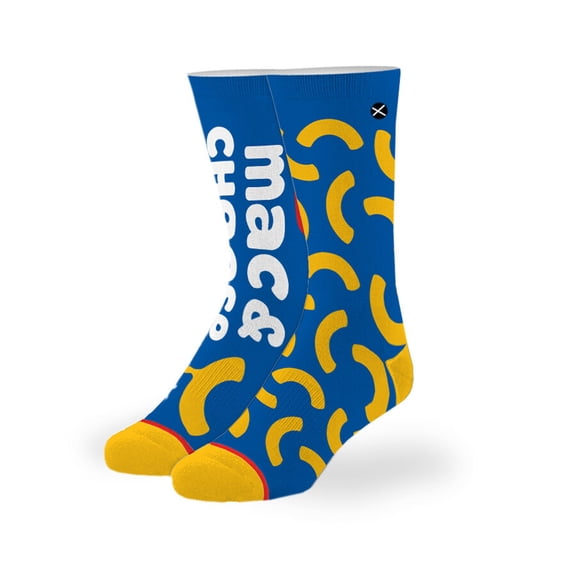 ODD SOX – Kraft Mac & Cheese Split Crew Socks for Big Kids 7–10 Years – Fun Food Gift, Colorful