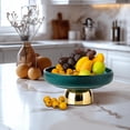 thumbnail image 5 of Pedestal Fruit Bowl, Modern Fruit Bowl with Gold Base for Home Decor, Ceramic Fruit Bowl for Kitchen Counter, 11 Inch Large Decorative Bowl for Coffee Table, Footed Bowl for Salad Breads Cakes, 5 of 6