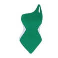 thumbnail image 4 of Baqcunre One-Shoulder Color Block Swimsuits: Women's Tummy Control & Sporty Swimwear, 1 Pc One-Piece Swimwear Green L, 4 of 4