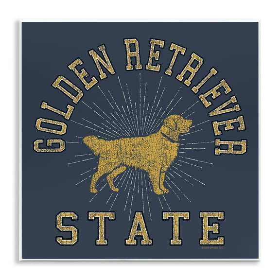 Stupell Industries Golden Retriever State Novelty & Humor Painting Unframed Art Print Wall Art, 12 x 12