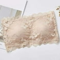 thumbnail image 4 of Ticikt Lace Bandeau Bras for Women Wireless Strapless Push Up Padded Bralette Comfortable Seamless Tube Top,Color:Beige, 4 of 5