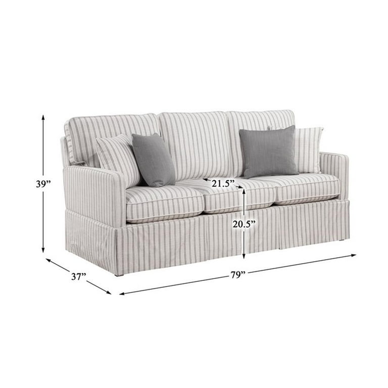 Lexicon Hampstead Fabric Sofa in White & Gray Stripe - Walmart.com