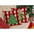 thumbnail image 5 of Set of 4 Red White Buffalo Check Plaids Pillow Covers Merry Christmas Green Trees Jingle Bells Holly Mistletoe Rustic Farmhouse Decorative Throw Pillow Cases Cotton Linen 18x18 Inch, 5 of 6