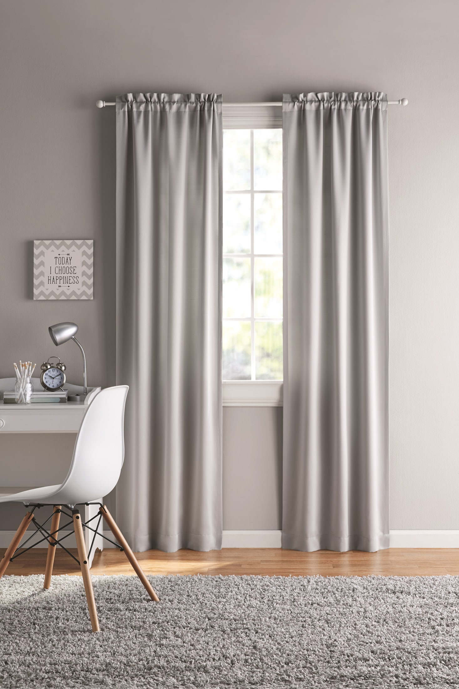 Your Zone Solid Blackout Curtain Panel Pair, Set of 2, Soft Silver, 30" W x 84" L
