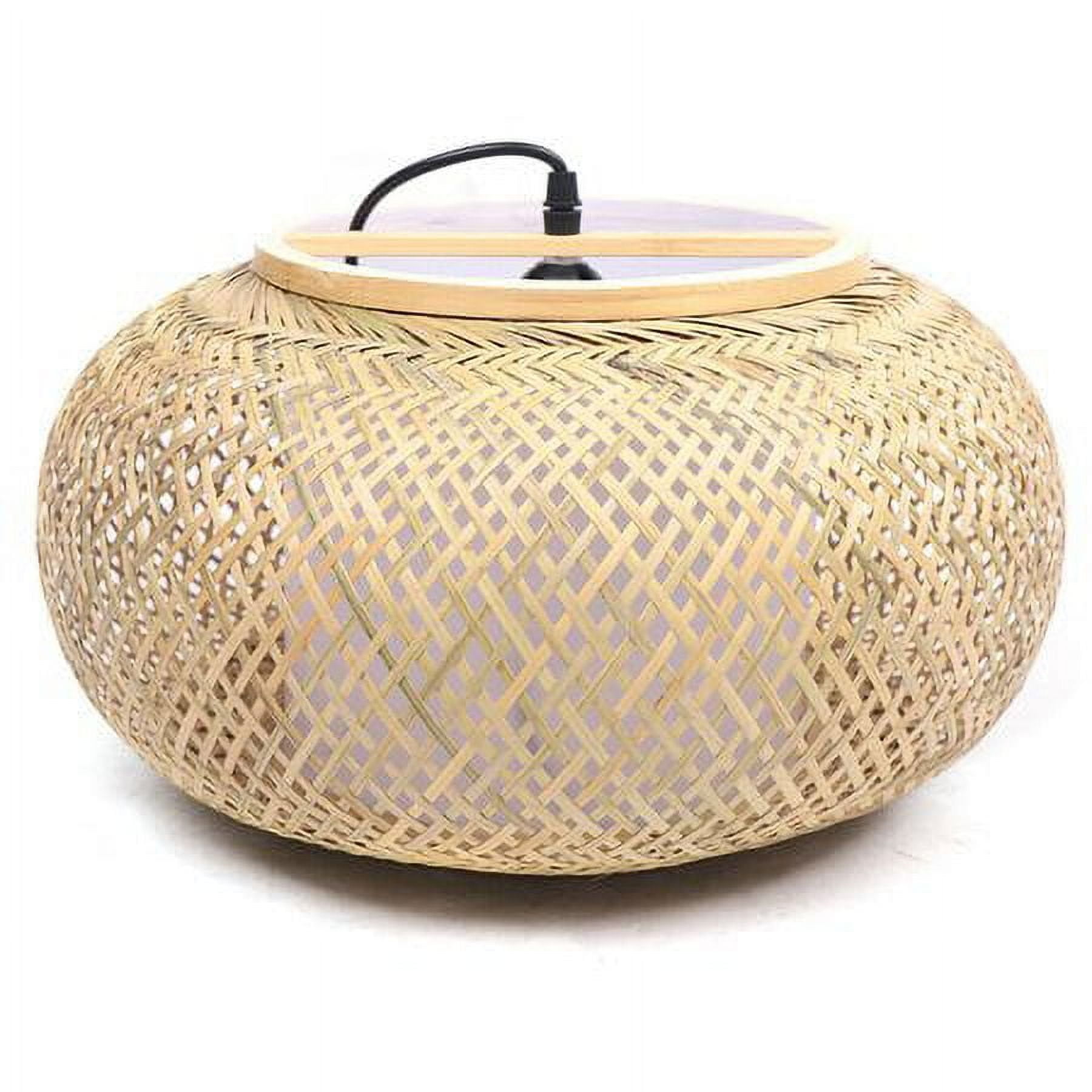 Bamboo Wicker Rattan Pendant Light Fixture Round Vintage Hanging Ceiling Lamp