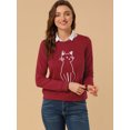 thumbnail image 3 of Sudadera con estampado de gato Allegra K para mujer Rojo XS, 3 of 6