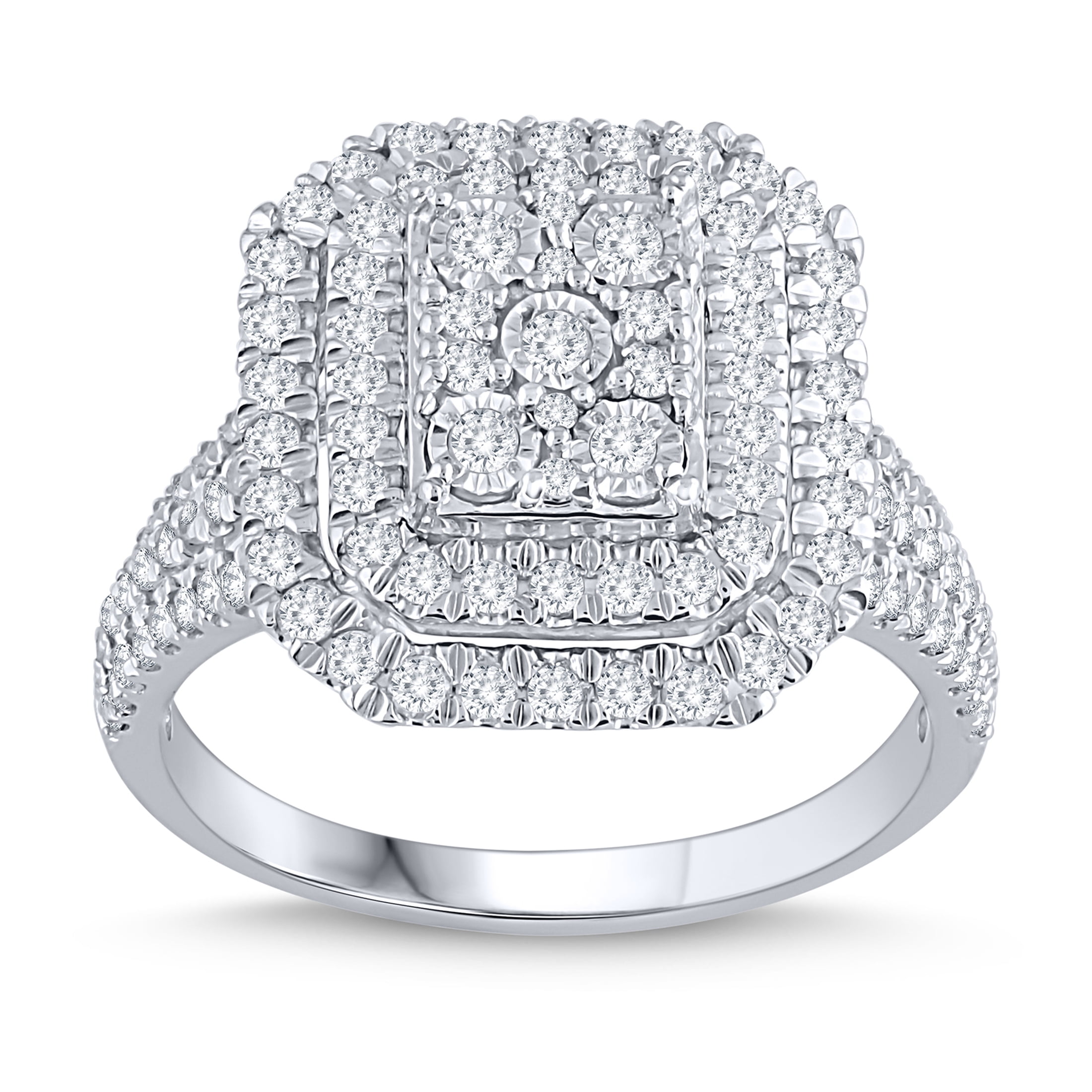 10k White Gold 1 Ct.T.W. Diamond Cushion Halo Ring - Walmart.com