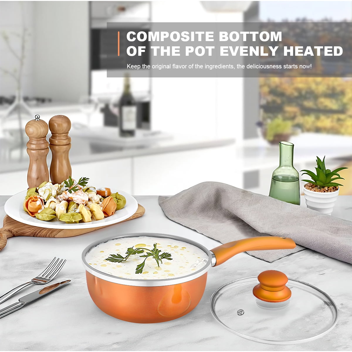 3Pcs/Set Enamel Cooking Pot Set Kitchen Soup Milk Pots With Lids Enamelware  6+7+8in