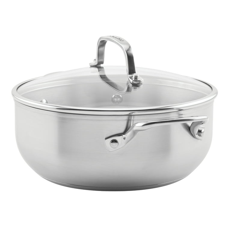 KitchenAid 3-Ply Base Stainless Steel Stockpot with Lid, 8-Quart, Brushed  Stainless Steel