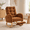 Camel, variant on Nursery Rocking Chair with Retractable Footrest, White Wooden Rocking Chair with Side Pocket, Comfy High Back Nursing Glider Armchair for Bedroom & Baby Room, Small Apartment Furniture