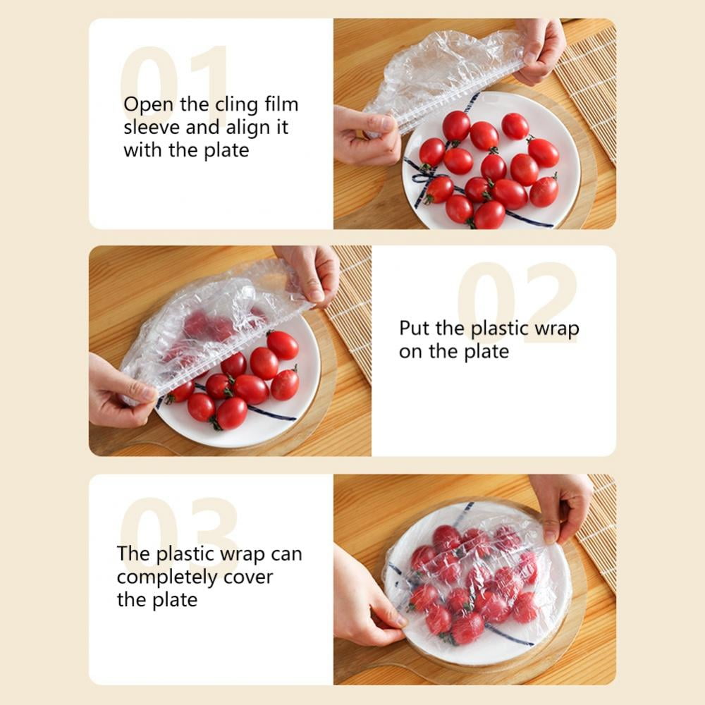 Fridja 300PCS Reusable Bowl Covers with Elastic, Plastic Stretchable  Adjustable Food Covers for Outdoor Picnic Fruit Dishes Plates