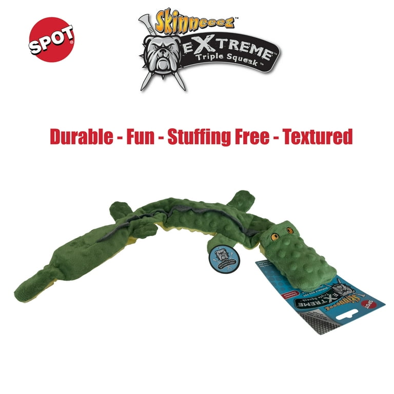 SPOT Skinneeez Crocodile Chew Toys for Dogs, No Stuffing Toys with
