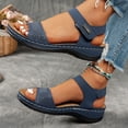thumbnail image 3 of Rokment Women's Orthopedic Platform Wedges Walking Sandals Summer Fashion Comfortable Leather Arch Support Non Slip Work Dress Sandals for Ladies Blue Size 6.5, 3 of 5