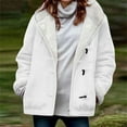 thumbnail image 2 of VINUSLI Women Sherpa Jacket Winter Horn Button Faux Suede Hoodie Parka Pea Coats Outerwear Long Sleeve​ White,M, 2 of 5