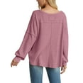 thumbnail image 5 of Cueply Women's Long Sleeve Blouses Waffle Knited Fashion Fall Tops V Neck Loose Pullover T Shirts, 5 of 6