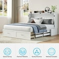 thumbnail image 5 of BALUS Solid Wood Queen Size Murphy Bed with Two Large Drawers and Charging Station,  Convertible Cabinet Bed, Folding Wall Bed for Apartment/Bed Room, White, 5 of 8
