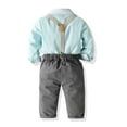 thumbnail image 2 of VERUGU Toddler Boy Outfits Newborn Infant Clothes Winter Long Sleeve Solid Tops with Bow Tie Suspender Trousers Gentleman Clothes Two-Piece Set, 2 of 7