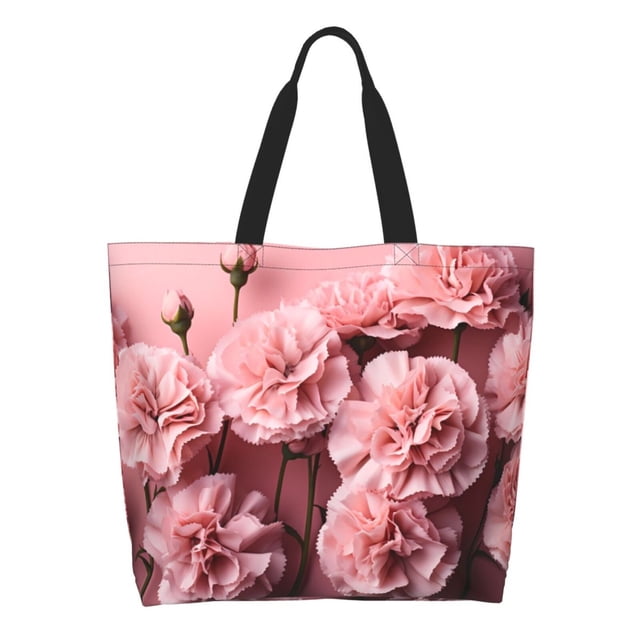 Easygdp Delicate Pink Carnations Bolsas Tote para Mujer, Bolsos de Hombro para Viaje, Bolsos de Mano de Gran Capacidad para Compras y Trabajo