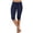 Dark Blue, variant on Women's Capri Sweat Pants Joggers Low Rise Drawstring Summer Casual Workout Cropped Pants Slim Fit Knee Length Trousers