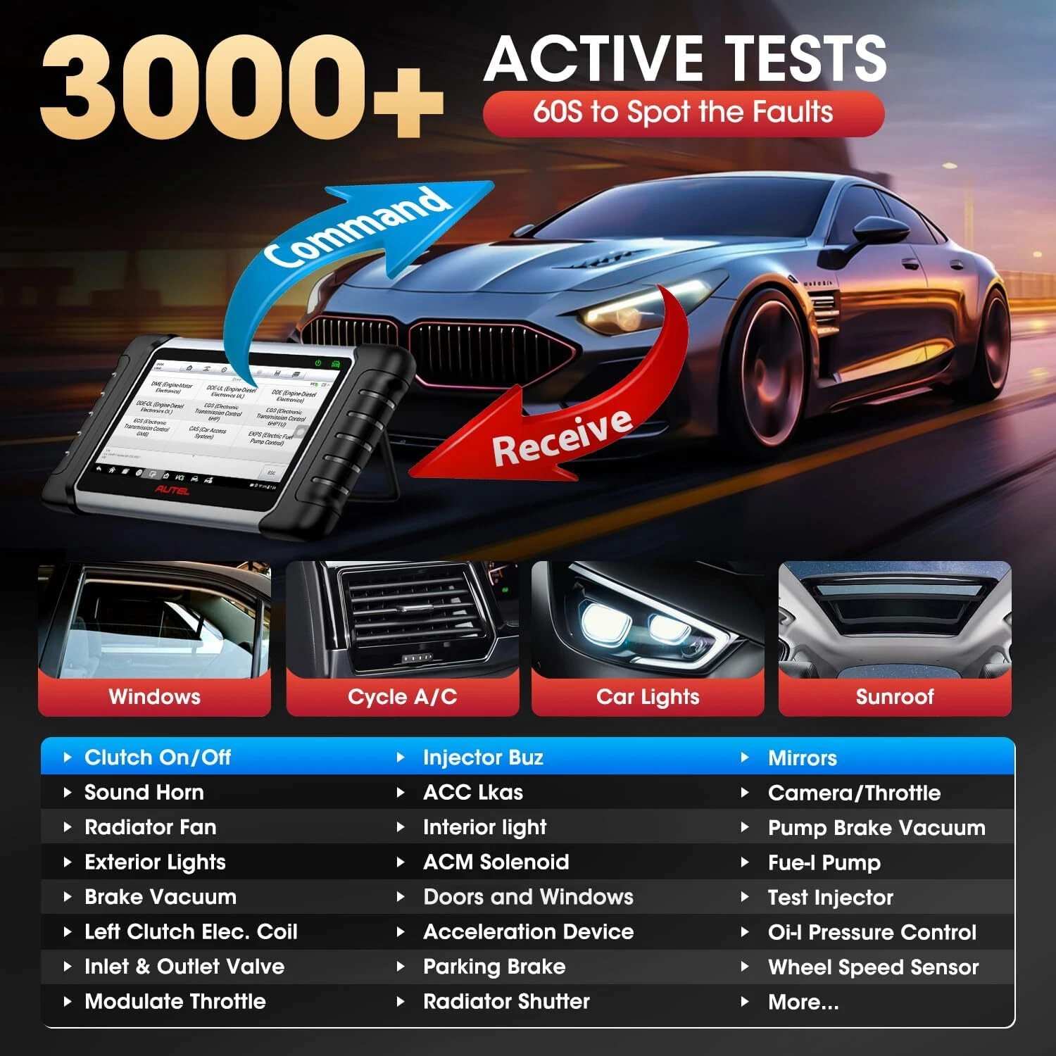 2026 Autel Scaner MX808S Car Diagnostic Scan Tool, Bidirectional Tool Same as MK808S, All System Diagnoses, Active Tests, 28+ Services FCA AutoAuth