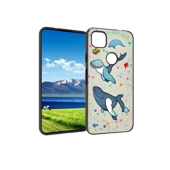 Compatible with Google Pixel 4A 4G Phone Case, Whale-64-4-3 Case Men Women, Flexible Silicone Shockproof Case for Google Pixel 4A 4G