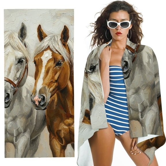 RKSupls The Horse Oversized Microfiber Beach Towel - Ultra-Soft Microfiber , for Bathroom, beach, Soft Super Absorbent- 30x60 in
