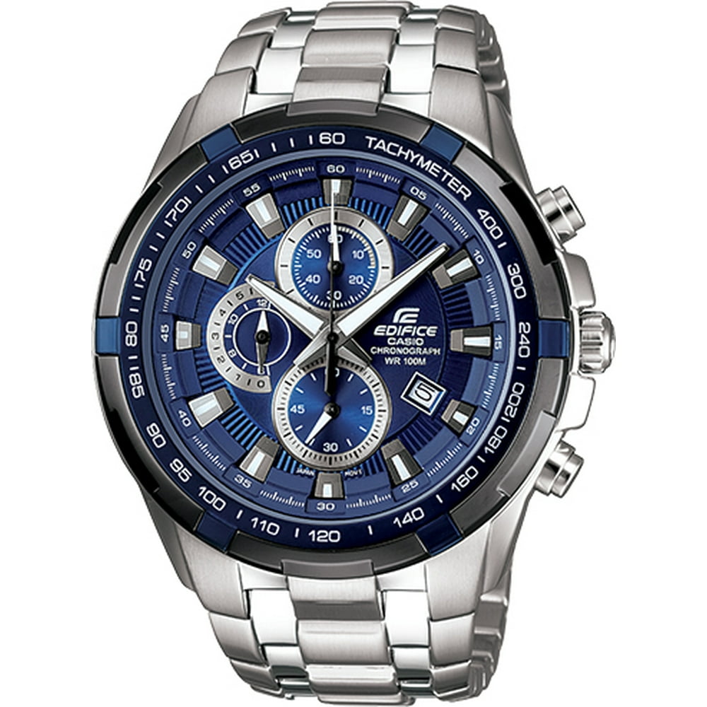 casio edifice men's chronograph silver stainless steel watch