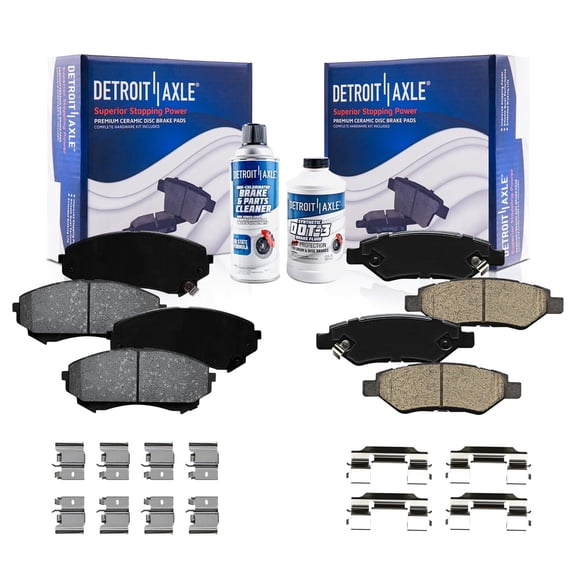 Detroit Axle - Front and Rear Brake Pads for 2008-2014 Cadillac CTS, Ceramic Brake Pads w/Hardware Replacement