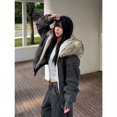 thumbnail image 6 of ScarletteEmmy Vintage Retro Faux-Fur Trim Parka Jacket for Women, Fleece-Lined Short Winter Coat, Warm Insulated Thickened Outerwear, 6 of 6