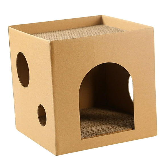Cat Scratching Cardboard House Castle with Hole Cubes Condos Hide Out Funny Toy House for Furniture Indoor Cats