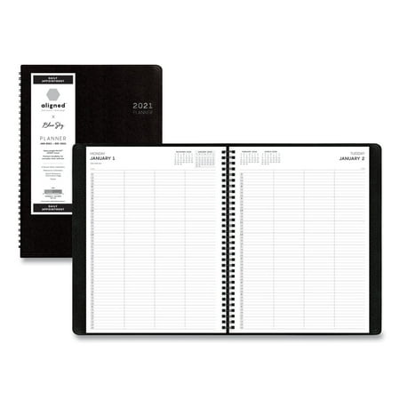 Blue Sky Aligned Daily Four-Person Appointment Planner, 11" x 8", Black, 2021
