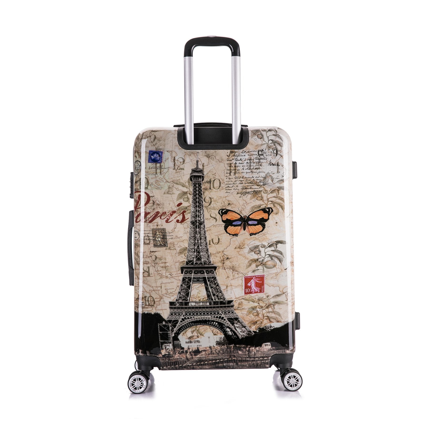 InUSA Print 28" Hardside Lightweight Luggage with Spinner Wheels, Handle and Trolley, Paris