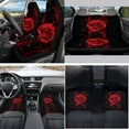 thumbnail image 2 of Yuyamidu Red Rose Car Seat Cover Full Set of 15 Women Car Carpet Mats Steering Wheel Cover Seat Belt Covers Handbrake Cover Set Cup Holder, 2 of 6