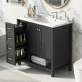 thumbnail image 2 of Euroco Modern Bathroom Vanity Cabinet with Right-Side Ceramic Sink, 2 Drawers & 2-Door Storage, Solid Wood & MDF, 8" Faucet Compatible, 2 of 9