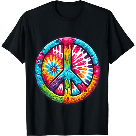 Tie-Dye Peace Sign Hippie T-Shirt Humorous Gifts for Peace lover