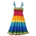 thumbnail image 2 of Runhomal Robe d'Été Sans Manches pour Filles, Robe Décontractée à Fleurs, Bretelles Spaghetti, Robe de Plage, Robe de Fête Arc-en-Ciel 150, 2 of 5