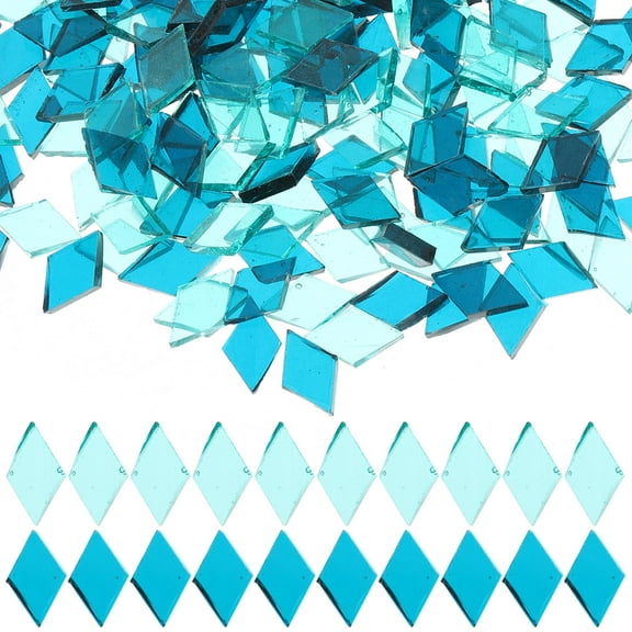NIYANGLE Glass Tiles 200g Bag Blue Diamond Shape for Diy Craft Projects