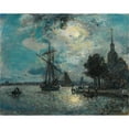 thumbnail image 3 of Johan Barthold Jongkind 24x20 Black Modern Framed Museum Art Print Titled - The Port of Dordrecht in the Moonlight (1868), 3 of 5