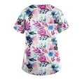 thumbnail image 3 of EHTMSAK Scrubs Tops 3xi Clearance Floral with Pocket Womens Clearance Scrub Tops Short Sleeve Working Uniform Blouse Shirt Hot Pink XL, 3 of 3