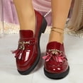 thumbnail image 2 of hzomhy Womens Loafers Round Toe Tassel Horsebit Accent Slip On Design Low Block Heel for School Work and Daily Wear, 2 of 9