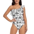 thumbnail image 4 of Daiia Snake Women's One Piece Swimsuits Personalized One Shoulder Swimwear Asymmetric Ruffle Bathing Suits-Small, 4 of 8