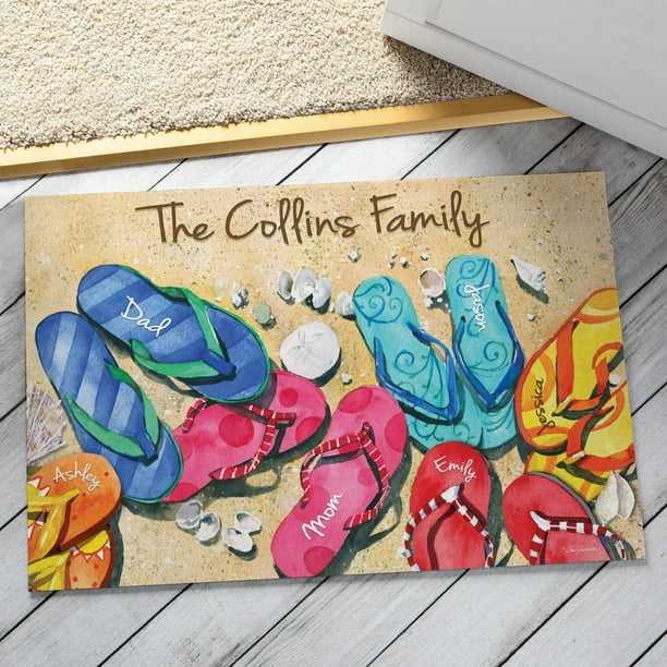 Personalized Flip Flops Doormat Available in Multiple Family sizes