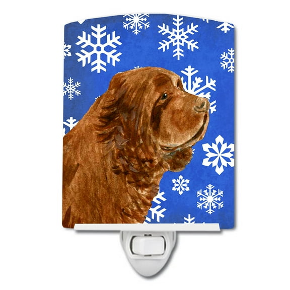 Sussex Spaniel Snowflakes Holiday Ceramic Night Light
